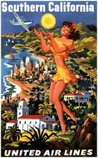 Listing image for United Air Lines Southern California TRAVEL retro railways vintage poster