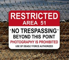 Listing image for AREA 51 SIGN - Groom Lake Facility - No Trespassing - Deadly Force Authorized