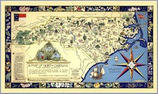 Listing image for Map of North Carolina for Nature Lovers Early Pictorial Art Poster Print 24x40