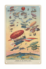 Listing image for Opening Of The Panama Canal Fantasy Airship Illustration Art 8x12 Metal Sign