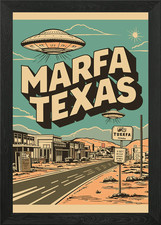 Listing image for Marfa Texas Vintage Ufo Framed Wall Art Poster Canvas Print Picture