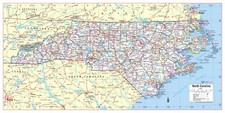 Listing image for North Carolina State Wall Map Large Print Poster - 36"Wx18"H