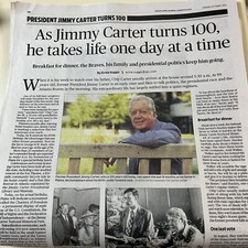 Listing image for AJC newspaper Jimmy Carter turns 100 Oct 1 2024 Birthday Article Collectible