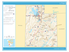 Listing image for Map of the State of Utah United States of America Political Physical Poster
