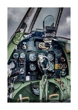 Listing image for Spitfire Cockpit and controls Royal Air Force WW2 A4 poster with choice of frame
