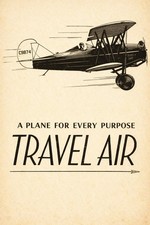 Listing image for Travel Air Biplane Aviation Advertising Vintage Aircraft Poster 24x36