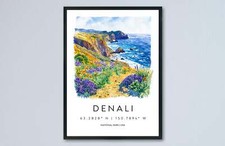 Listing image for Denali Watercolor Poster Denali Travel Print Alaska Wall Art Denali National
