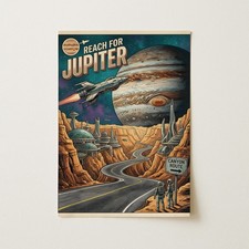 Listing image for Reach For Jupiter Space Landscape Wall Art Print