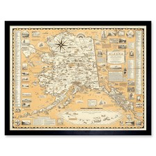 Listing image for 1959 Ernest Dudley Chase A Pictorial Map Of Alaska Wall Art Print Framed 12x16