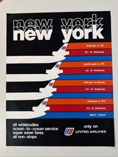 Listing image for Original Vintage NEW YORK UNITED AIR LINES Travel Poster 22 X 28