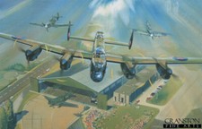 Listing image for Aviation art print Battle of Britain Memorial Flight Lancaster Spitfire Hirrican