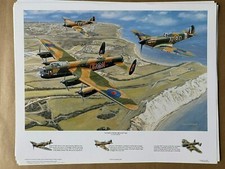 Listing image for aviation art print The Battle of Britain Memorial Flight Spitfire Hurrican Lanc