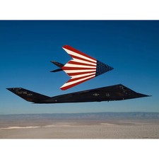 Listing image for USAF F-117 Nighthawks American Flag Stealth Attack Aircraft Canvas Poster Art