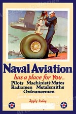 Listing image for Enlist in Naval Aviation! 1940s World War 2 Vintage Navy Poster - 16x24