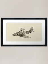 Listing image for F-86 Sabre Fighter Aircraft - comic Framed Wall Art Poster Canvas Print Picture
