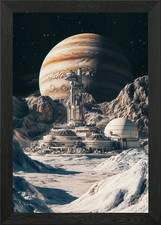 Listing image for Space Station on Jupiter Moon Framed Wall Art Poster Canvas Print Picture