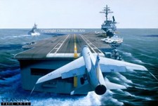 Listing image for Naval Aviation Art PRINT Aircraft Carrier USS America Vought A-7 Corsair